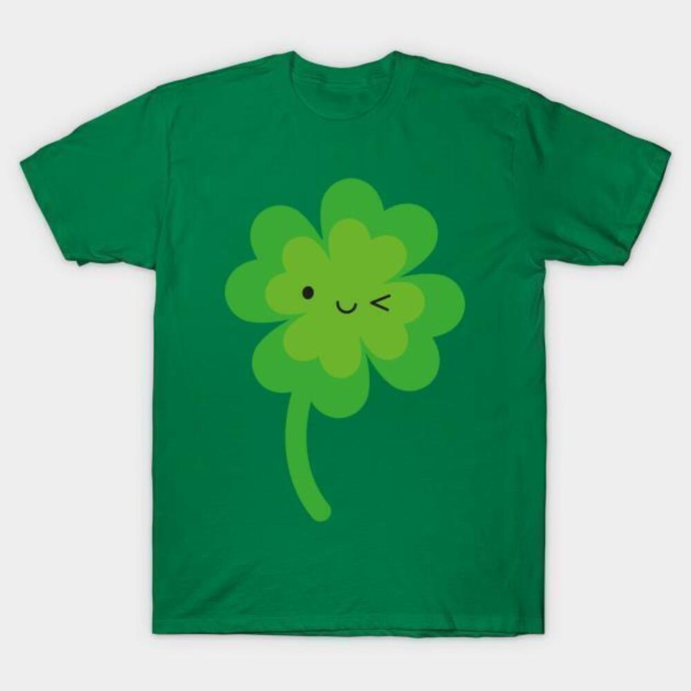 St Patricks Day Kawaii Lucky Four Leaf Clover Tshirt